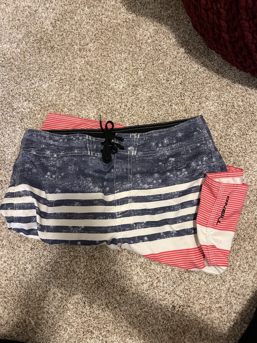 O’neill Striped Blue and Red Men's Swim Trunks